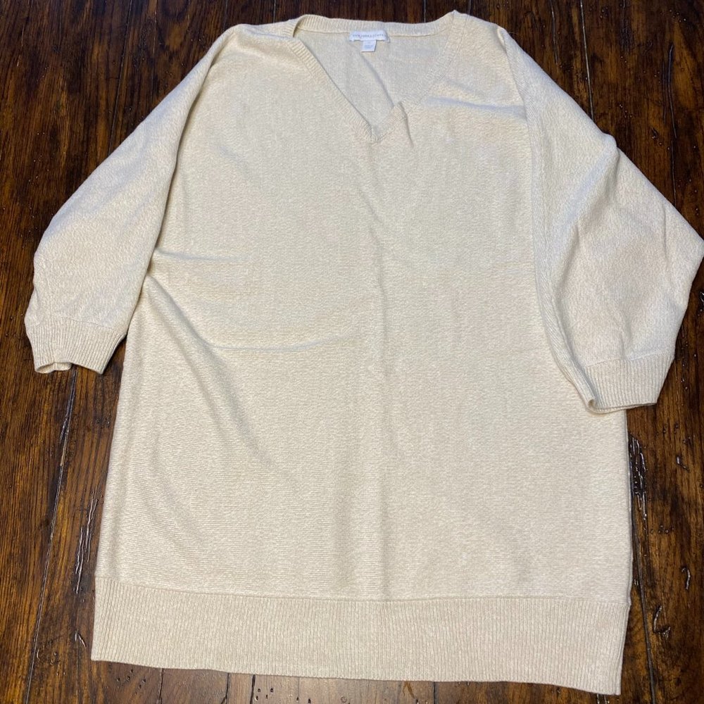 3/4 Sleeve Cream Beige V-Neck NY&Co Sweater XL